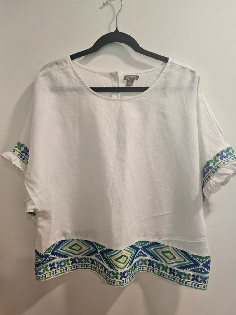 Falls Creek White Embroidered Boho Blouse – Women's 2X